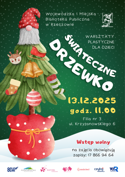 Grafika promująca warsztaty dla dzieci Świąteczne drzewko